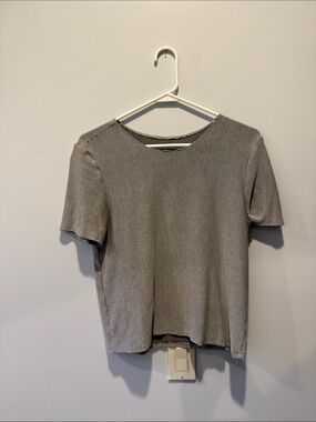 Hand Crafted Striped Short Sleeve Tee - Gray